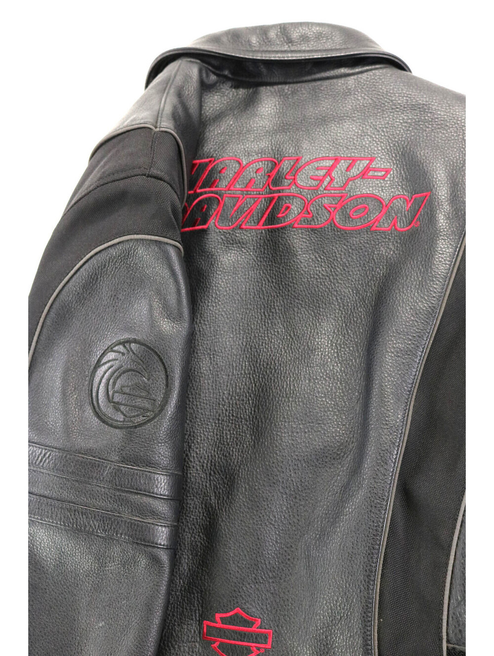 harley davidson reflective jacket XL black leather stretch eagle breathable euc